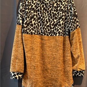 Chic Leopard Print and Tan Women's Tunic